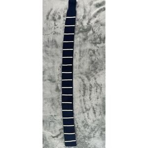 Vintage Cottonit by Rooster Knit Square Tip Tie Blue White Striped 100% Cotton